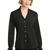 Women's Long Sleeve Ruffle Collar Blouse