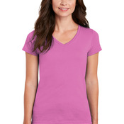 Ladies Heavy Cotton 100% Cotton V Neck T Shirt