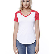 Ladies' CVC Varsity V-Neck T-Shirt