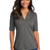 Ladies Stretch Heather Open Neck Top