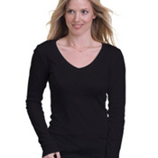 Women's USA-Made Deep V-Neck Long Sleeve T-Shirt