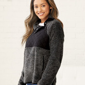 Women's Quilted Fuzzy Fleece Snap PlacketPullover