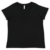 Ladies' Curvy V-Neck Fine Jersey T-Shirt