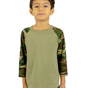 Youth 6 oz., 3/4-Sleeve Camo Raglan T-Shirt