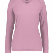 Women's Super Soft-Spun Poly Long Sleeve V-Neck T-Shirt