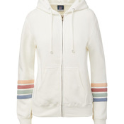 Women's Striped Sleeves Full-Zip Hooded Sweatshirt